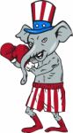 Republican Mascot Elephant Boxer Boxing Cartoon Stock Photo