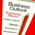Business Outlook Boom Monitor Stock Photo