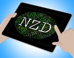Nzd Currency Shows New Zealand Dollar And Coin Stock Photo