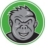 Angry Gorilla Head Circle Cartoon Stock Photo