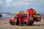 Rnli Lifeguards On Duty At Bude Stock Photo