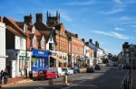 View Of High Street Shops In East Grinstead West Sussex Stock Photo