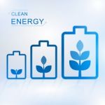 Clean Energy Concept With Battery Stock Photo