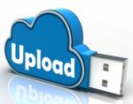 Upload Memory Stick Shows Uploading Files To Cloud Stock Photo