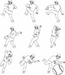 American Baseball Pitcher Throwing Ball Complete Set Stock Photo