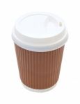 Cover Side Coffee Cup And Heat Insulation On White Background Stock Photo