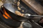 Stir Fried Rice Being Cooked In Wok Stock Photo