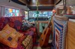 Interior 1960s Campervan In The Motor Museum At Bourton-on-the-w Stock Photo