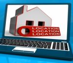Location Location Location House Laptop Means Perfect Area And H Stock Photo