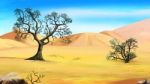 Trees On The Edge Of The Desert In A Summer Day Stock Photo