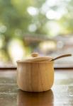 Wooden Sugar Bowl Stock Photo