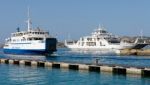 Car Ferries Leaving And Entering  Palau Port Sardinia Stock Photo