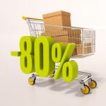 Shopping Cart And 80 Percent Stock Photo