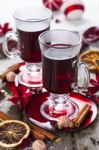 Mulled Wine With Spices Stock Photo