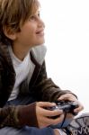 Young Kid Enjoying Videogame Stock Photo
