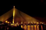 Rama Viii Bridge At Night Stock Photo