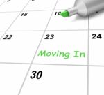 Moving In Calendar Means New Home Or Tenancy Stock Photo