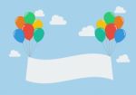 Colorful Balloons With Banner Stock Photo
