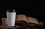 Cup Of Coffee With Black Background Stock Photo