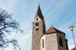 Belfry Of The Parish Church In Villanders Stock Photo