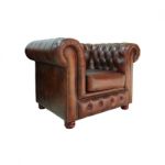 Classic Brown Leather Armchair Stock Photo