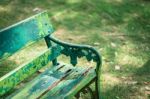 Beautiful Wooden Garden Chair In The Garden Stock Photo