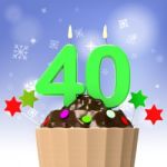 Forty Candle On Cupcake Shows Special Occasion Or Event Stock Photo