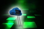 3d Rendering Cloud  Folder With Ladder   Stock Photo