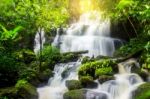 Mun Dang Waterfall In Deep Forest Fresh Green Rain Season In Tha Stock Photo