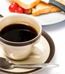 Breakfast Black Coffee Represents Morning Meal And Beverage Stock Photo