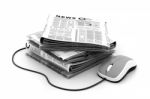 Stack Of Newspapers With Mouse Stock Photo