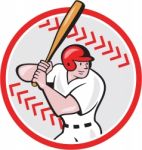 Baseball Player Batting Ball Cartoon Stock Photo