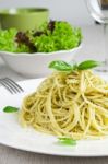 Pasta With Pesto Stock Photo