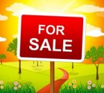 For Sale Indicates Real Estate Agent And Placard Stock Photo