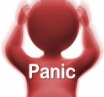 Panic Man Means Fear Worry Or Distress Stock Photo