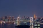 Tokyo Bay At Rainbow Bridge Stock Photo