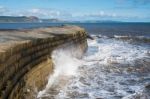 The Cobb Harbour Wall In Lyme Regis Stock Photo