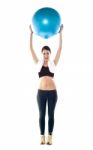 Fitness Lady Holding Pilate Ball Stock Photo