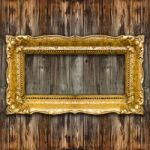 Big Retro Old Gold Picture Frame Stock Photo