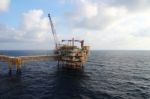 Offshore Construction Platform For Production Oil And Gas Oil And Gas Industry Stock Photo