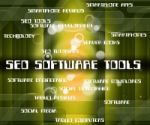 Seo Software Tools Indicates Optimizing Websites And Optimizatio Stock Photo