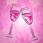 Champagne Glasses Shows Sparkling Alcohol And Wineglass Stock Photo