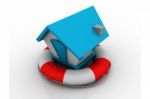 Home Floating On A Life Preserver Stock Photo