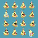 Pizza Character Emoji Set Stock Photo