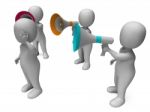 Loud Hailer Character Shows Megaphone Shouting Yelling And Bully Stock Photo