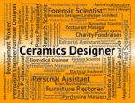 Ceramics Designer Shows Word Stoneware And Designing Stock Photo