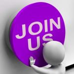 Join Us Button Means Register Volunteer Or Sign Up Stock Photo