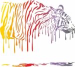 Tiger, Abstract Color Painting On A White Background Stock Photo