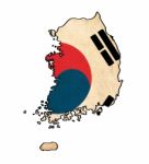 South Korea Map On  Flag Drawing ,grunge And Retro Flag Series Stock Photo
