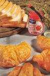 Bangkok Thailand - December 11 :  Strawberry Jam Of Best Food Brand With Croissant And Sliced Breads On Table In Bangkok Thailand On December 11, 2013 Stock Photo